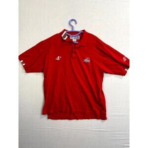 Vintage NFL Polo Shirt Mens Large Red Tampa Bay Buccaneers Short Sleeve Pullover